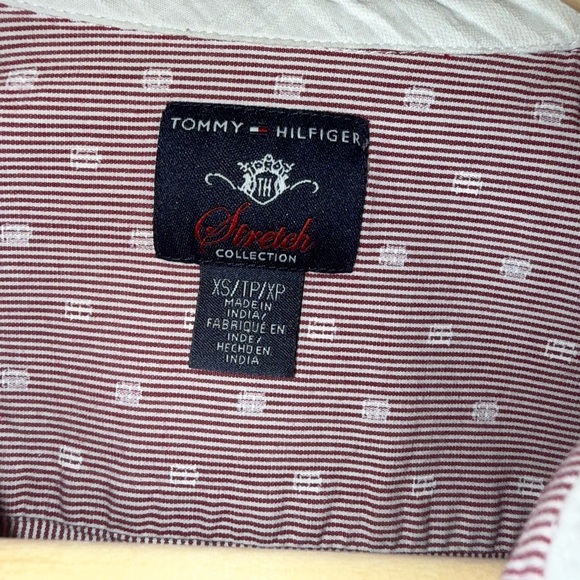 Tommy Hilfiger Stretch Size XS Pink Polka Dot Long Sleeve Fitted Dress Shirt - Picture 11 of 12